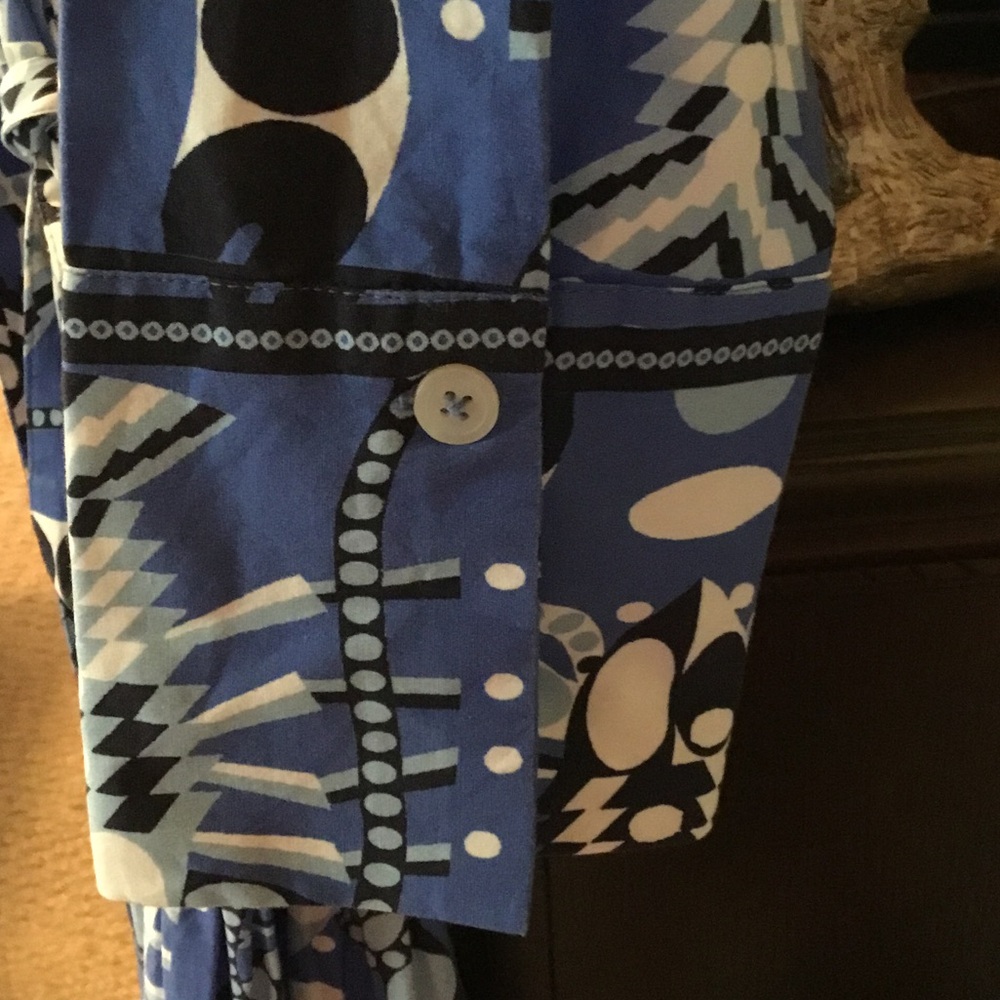 Jude Connally NWT Blue and White Long Sleeve Shirt Dress with Tie Waist - Picture 5 of 7